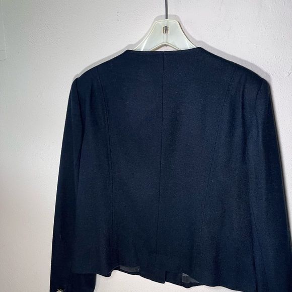 Worthington 100%Wool womens Classic Blazer 4 fancy buttons Black Sz 16 - Picture 2 of 6